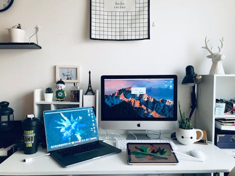 A well-organized home office workspace